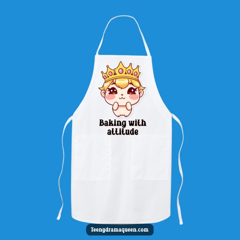 Funny Sassy Crown Pouting Apron - Hilarious Royal Kitchen Sass!