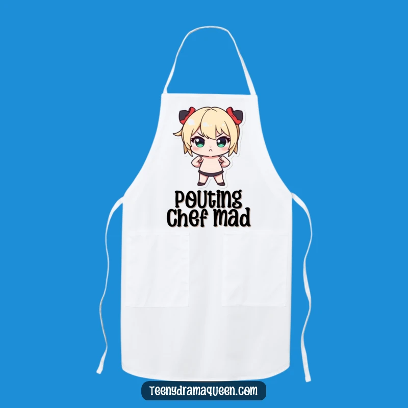 Funny Tiny Pout Apron: Dramatic Pose Kitchen Wear Gift