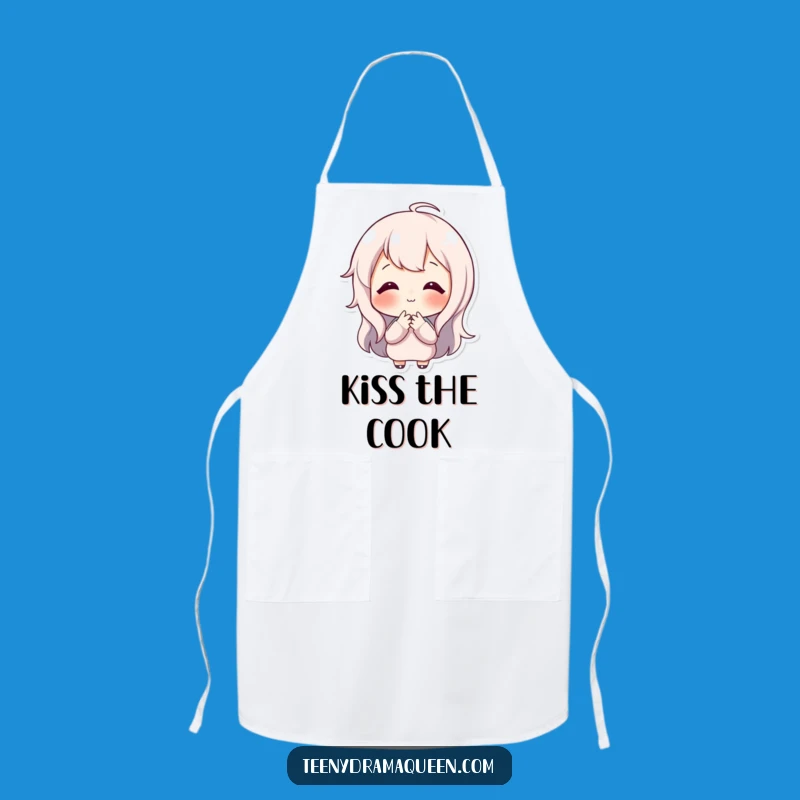 Funny Happy Character Apron: Cook With Love and a Kissing Pose Style