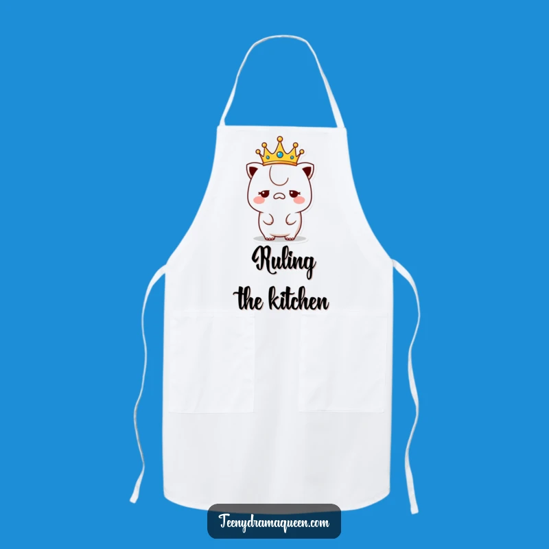Funny Unimpressed Kawaii Apron: Royal Kitchenwear for the Discerning Chef