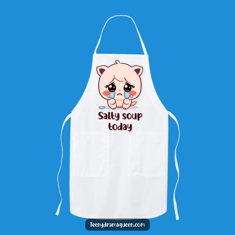 Funny Sad Kawaii Character Apron - Kitchen Tears, Delivered with Humor