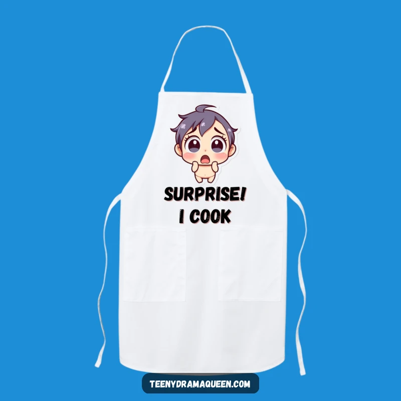 Funny Shocked Apron: Wide-Eyed Kitchen Wear, Perfect Gift for Surprised Cooks