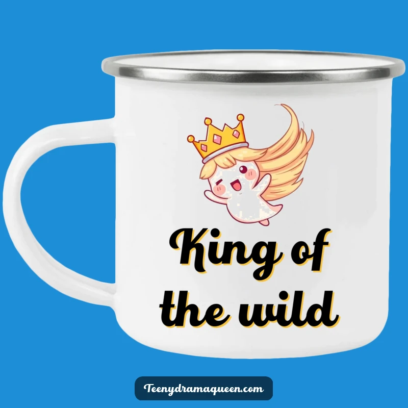 Funny Crown Whirlwind Camping Mug: Durable Flying Crown Design, Adventure-Ready Humorous Gift