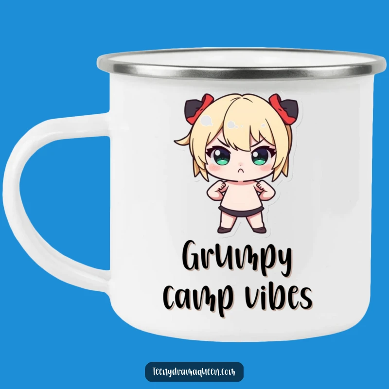 Funny Tiny Pout Camping Mug: Dramatic Pose Adventure Cup