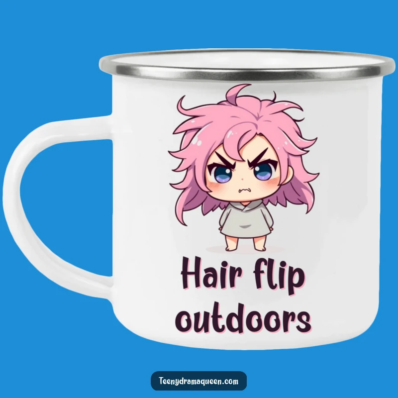 Funny Hair Flip Camping Mug - Dramatic Sips and Perfect Funny Gift
