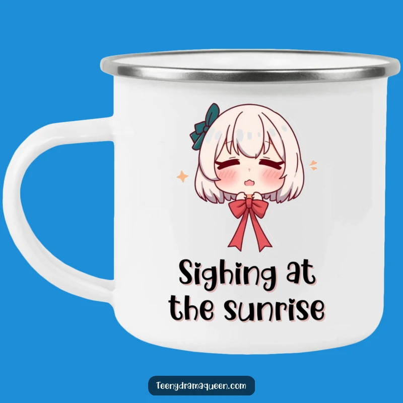 Funny Dramatic Sigh Camping Mug: Pouty Character, Outdoor Drama Funny Gift