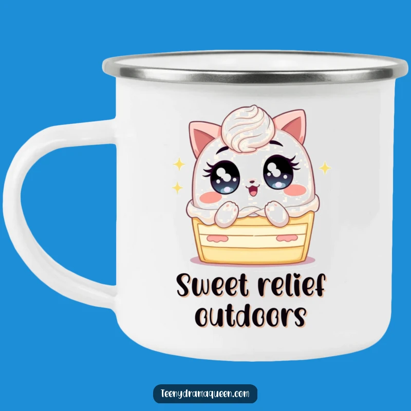 Funny Cake Eyes Camping Mug: Durable Overheated Design, Adventure-Ready Humorous Gift