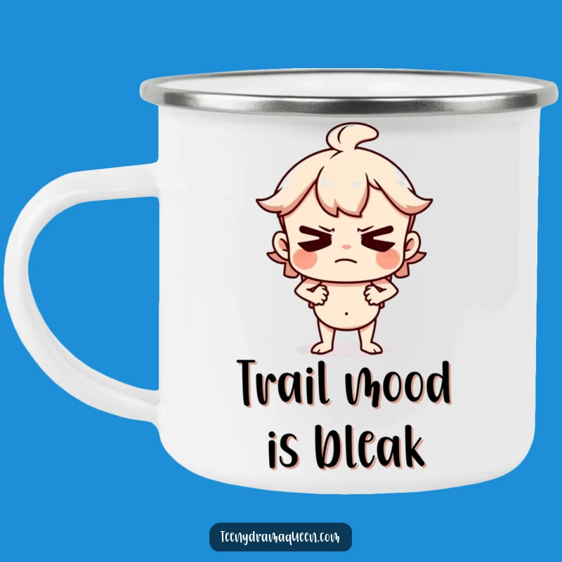 Funny Huffing Character Camping Mug: Grumpy Displeased Outdoor Cup, Perfect Funny Gift