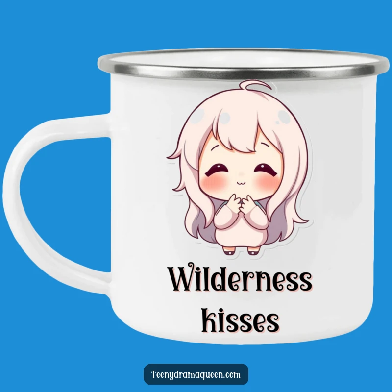 Funny Happy Character Camping Mug: Enjoy Coffee With a Kissing Pose Adventure