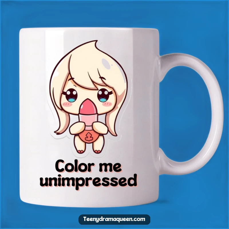 Funny Lipstick Mug - Unimpressed Character's Perfect Comedic Gift for Sassy Folks