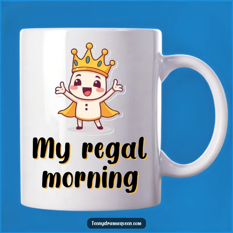 Funny Dramatic Crown Mug: Tiny Character Gift for Theatrical Humor Lovers