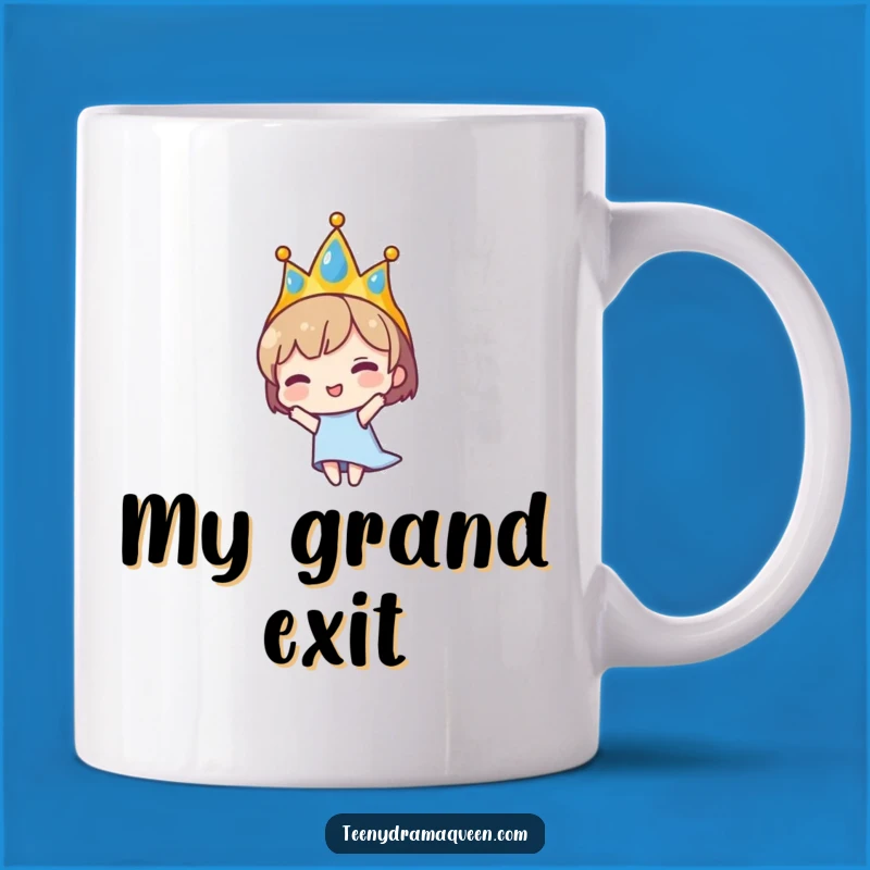 Funny Falling Tiara Character Mug - Hilarious Dramatic Moment Gift