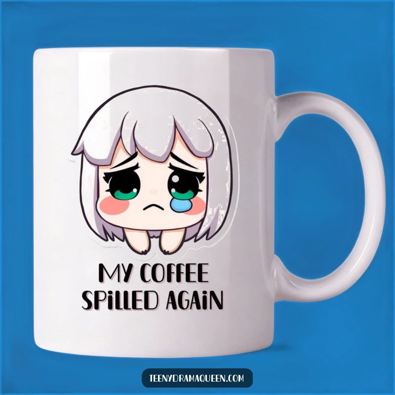 Funny Tearjerker Mug: Sad Character's Single Tear, Empathetic Humorous Gift!