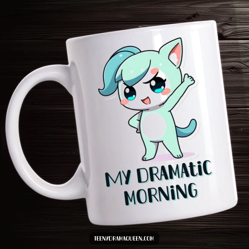Funny Kawaii Character Mug showing a sassy pose with one hand on hip, perfect for a dramatic gift.