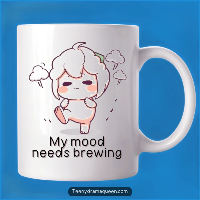 Funny Stomping Character Mug: Pouting Stormy Mood, Perfect Funny Gift