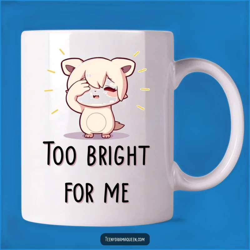 Funny Spotlight Shy Mug: Dramatic Character Shielding Eyes Gift