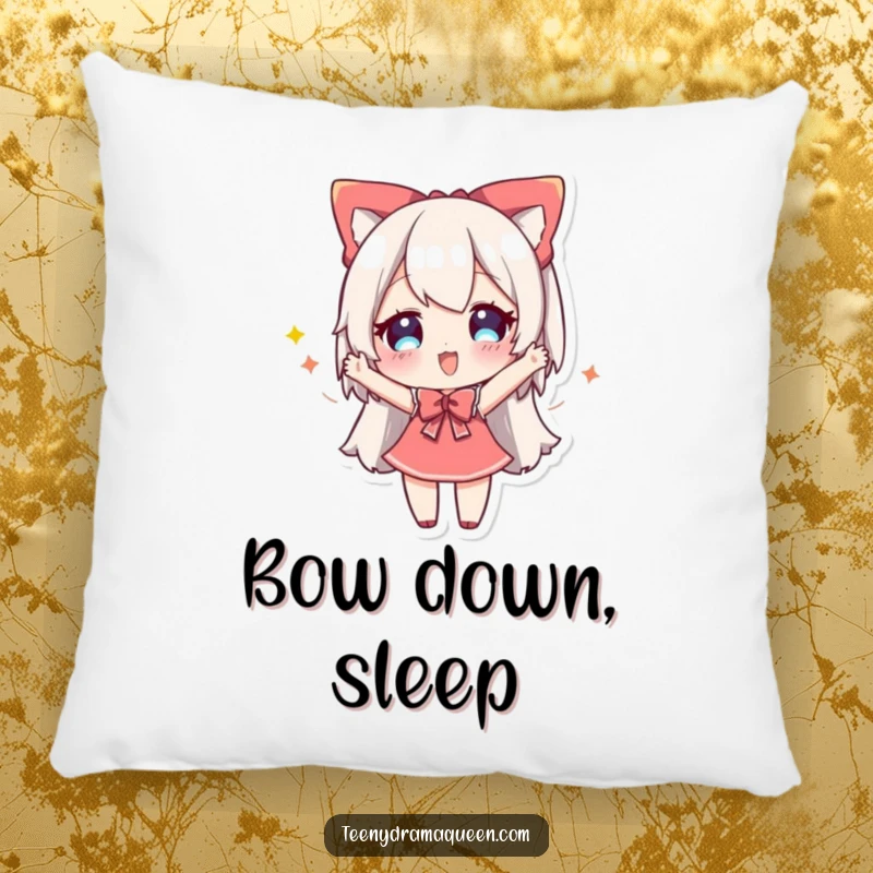 Funny pillow featuring a cheery character taking a dramatic bow, offering comfort and a dose of celebratory humor.