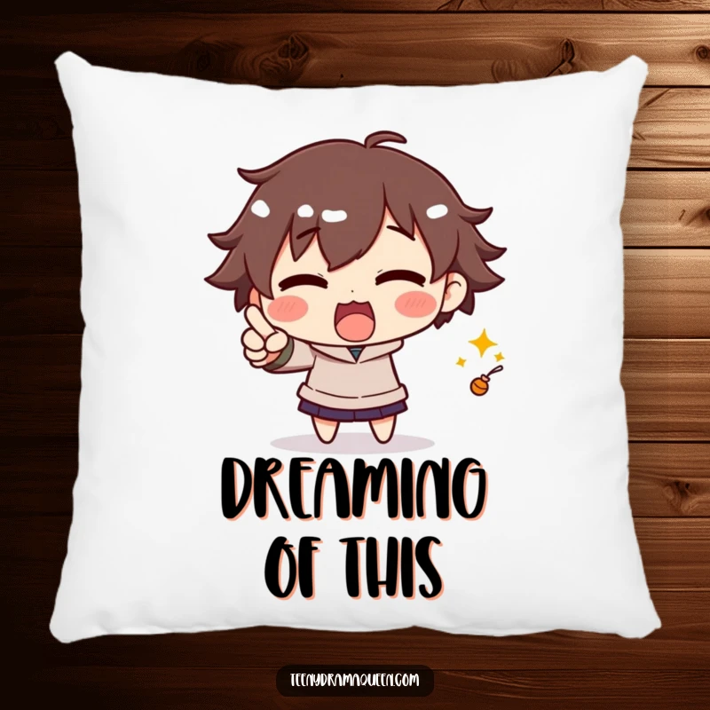 Funny pillow featuring an excited character dramatically pointing, offering comfort and a dose of enthusiastic humor.