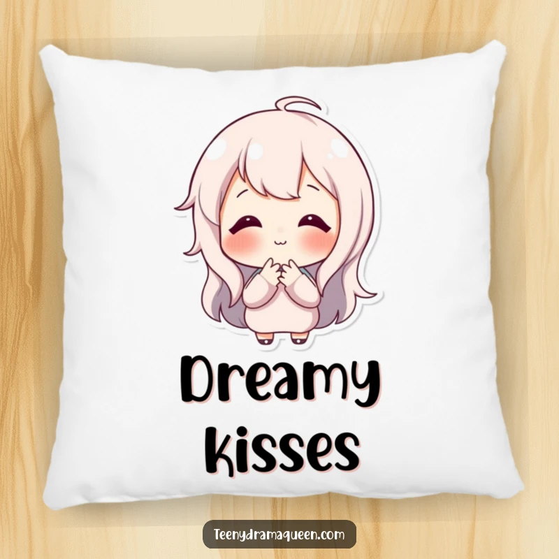 Funny pillow featuring a happy character blowing a tiny, sweet kiss, offering comfort and a dose of affectionate humor.