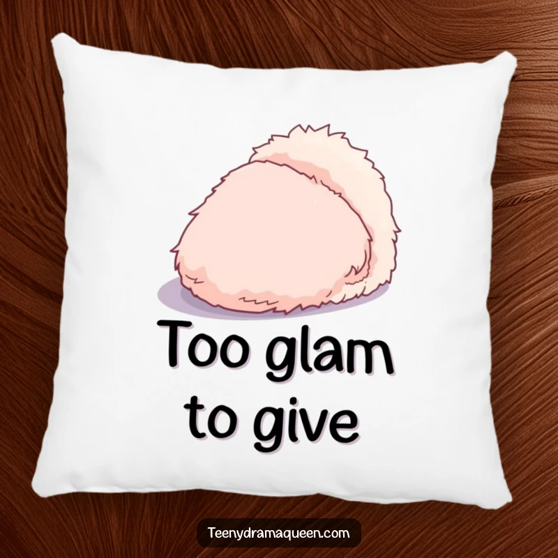 Funny pillow designed as a dramatic, overly fluffy slipper casting an exaggerated shadow, providing comfort with a theatrical flair.