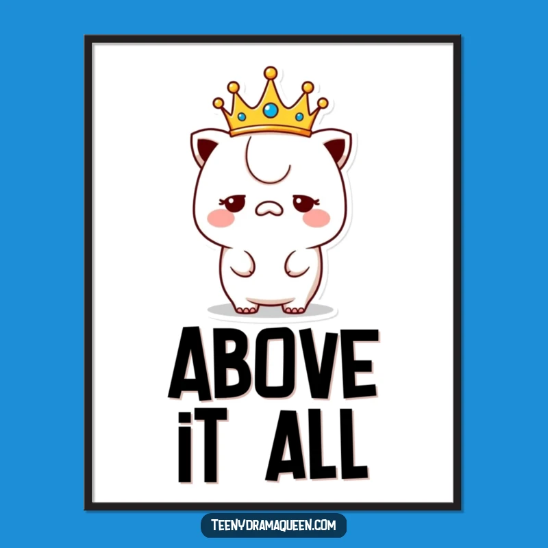 Funny Unimpressed Kawaii Digital Art: Royal Printable Decor with Humorous Attitude