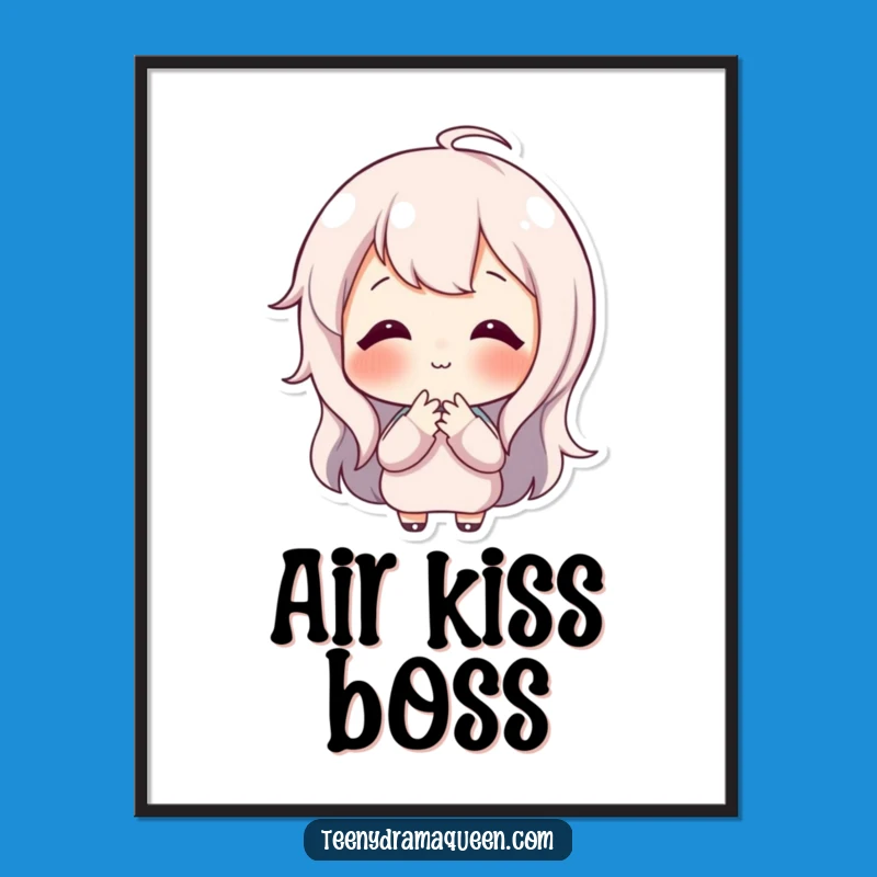 Funny Happy Character Digital Art: Instantly Downloadable Sweet Kissing Pose Artwork