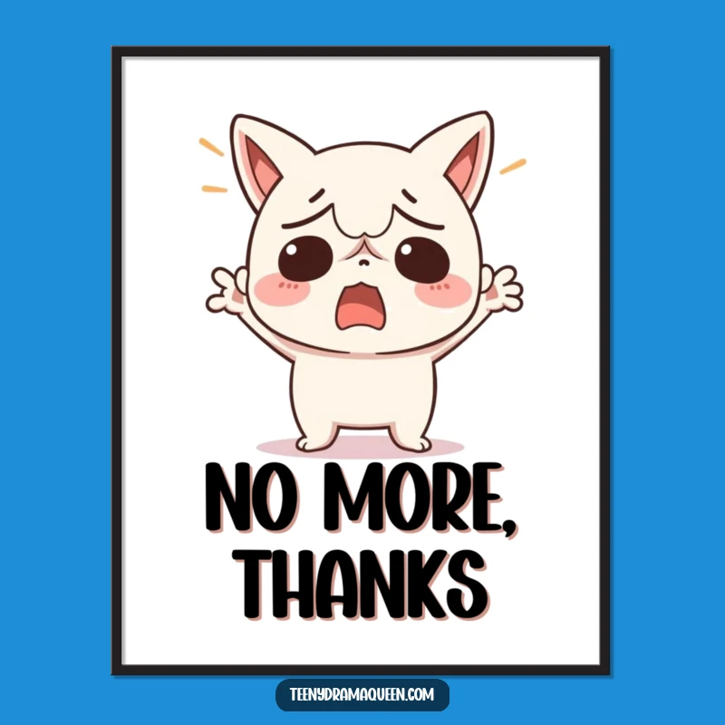 Funny Exasperated Kawaii Character Digital Print - Instant Humor for Your Space