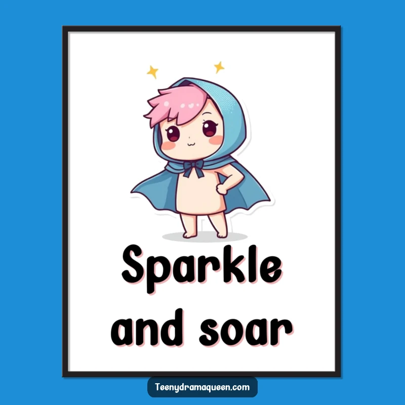 Funny Hero Character Digital Art Print - Instant Heroic Decor