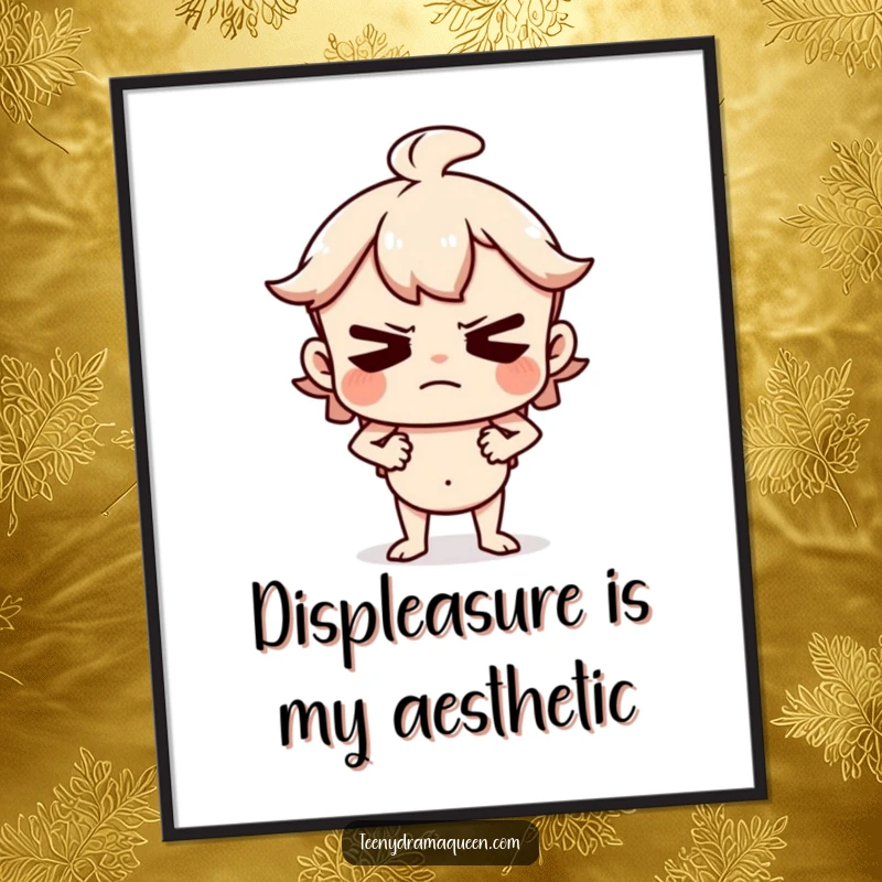 Funny Digital Art Print of a character huffing and puffing with hands on hips, a hilariously displeased image for download.