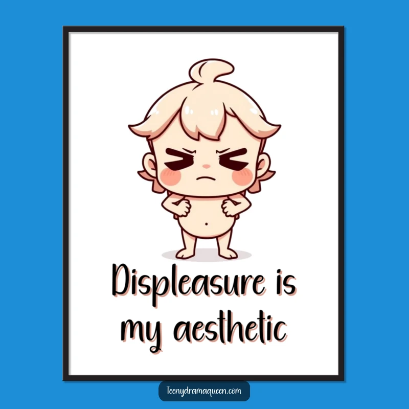 Funny Huffing Character Digital Art: Grumpy Displeased Download, Perfect Funny Gift