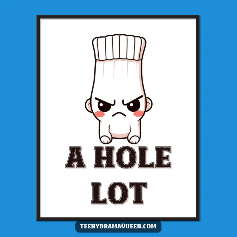 Funny Indignant Sock Digital Art Print - Stern Expression, Hole, Tiny Gift