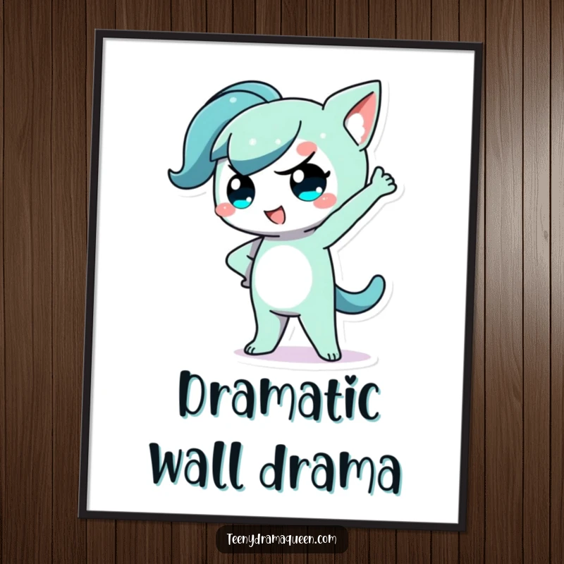 Funny Kawaii Character Digital Art Print of a dramatic pose with hand on hip, perfect gift.