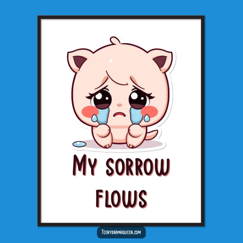 Funny Sad Kawaii Character Digital Print - Instant Emotional Art