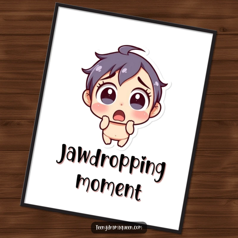 Funny Digital Art Print: Little character with a shocked expression and wide eyes, adding instant humorous surprise to decor.