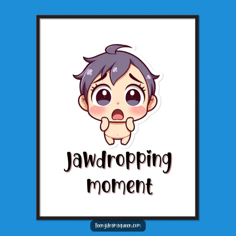 Funny Shocked Digital Art: Wide-Eyed Print, Instant Humorous Decor