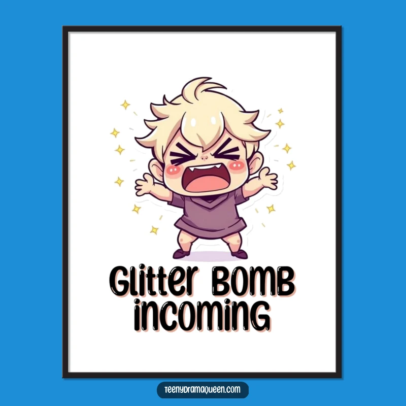 Funny Tantrum Digital Art: Sparkly Meltdown Print, Instant Humorous Decor