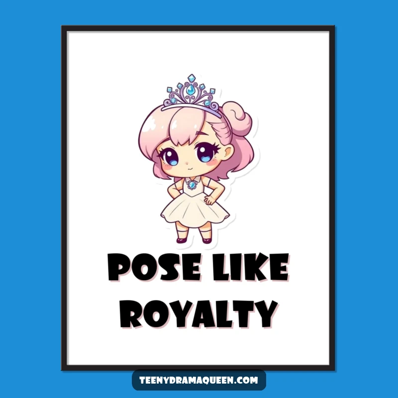 Funny Tiny Diva Tiara Digital Art - Instant Downloadable Glamorous Character Art
