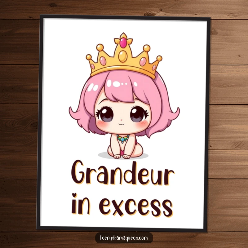 Funny Tiara Digital Art: A cute character wearing a comically oversized tiara, offering instant regal charm and playful appeal.