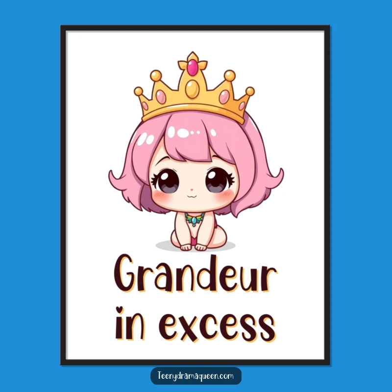 Funny Tiara Digital Art: Instant Royal Whimsy Decor