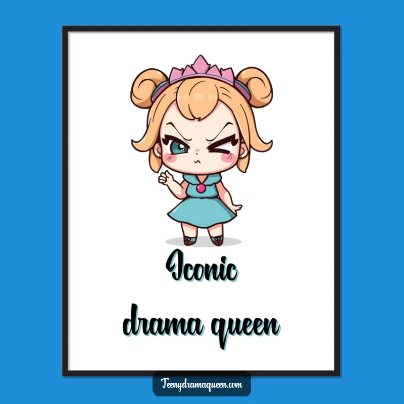 Funny Drama Queen Digital Art: Sassy Eye Roll Print, Instant Humorous Decor Gift