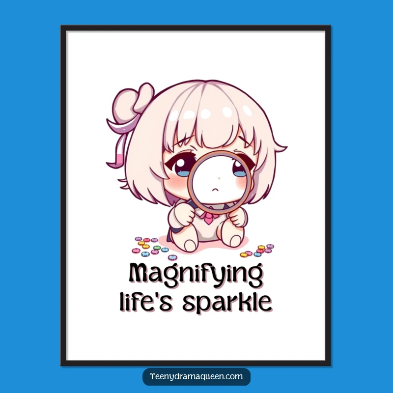 Funny Sequin Investigator Digital Art: Hilarious Character Magnifying Detail, Printable Funny Gift