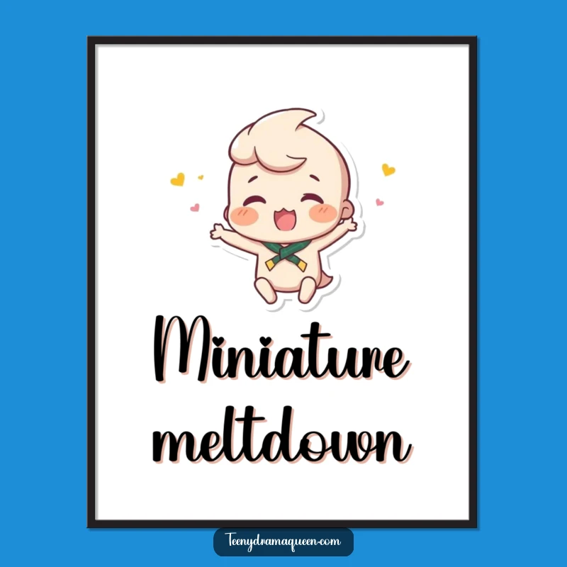 Funny Tiny Hissy Fit Digital Art - Expressive Character Print, Gift Idea!