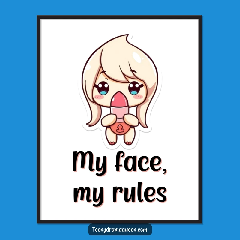 Funny Lipstick Character Print - Unimpressed Art, Perfect Chic Comedic Decor