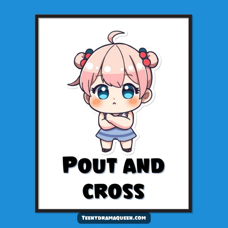 Funny Teeny Pout Digital Art - Adorable Character Print, Gift Idea!