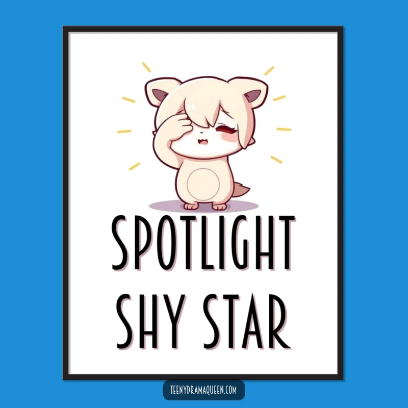 Funny Spotlight Shy Digital Print: Dramatic Shielding Eyes Art