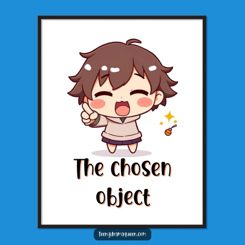 Funny Excited Character Digital Art: Instantly Downloadable Dramatic Pointing Artwork