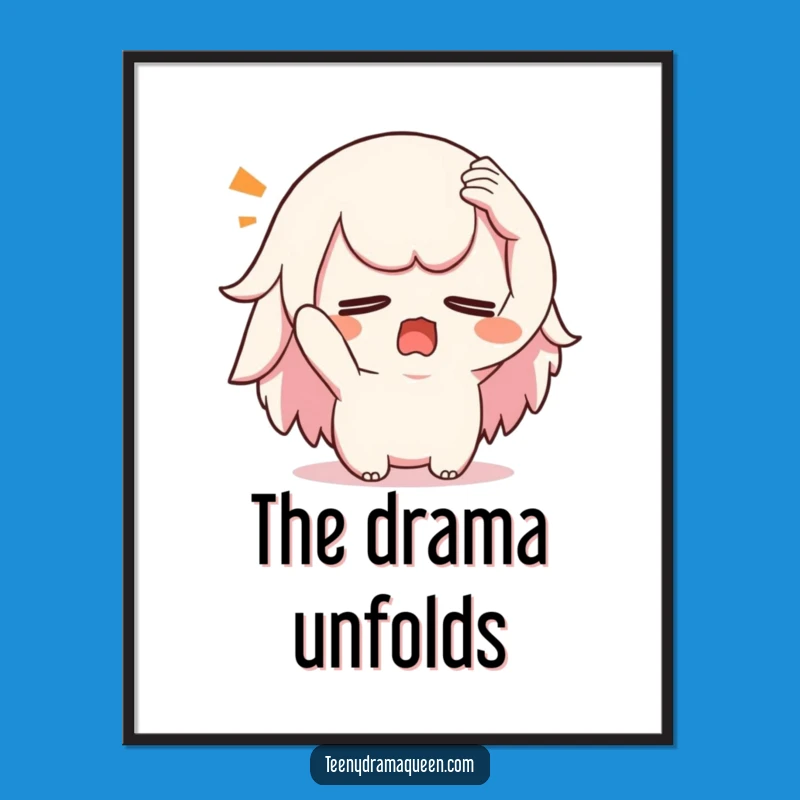 Funny Swooning Kawaii Digital Art: Dramatic Printable Decor with Humorous Flair