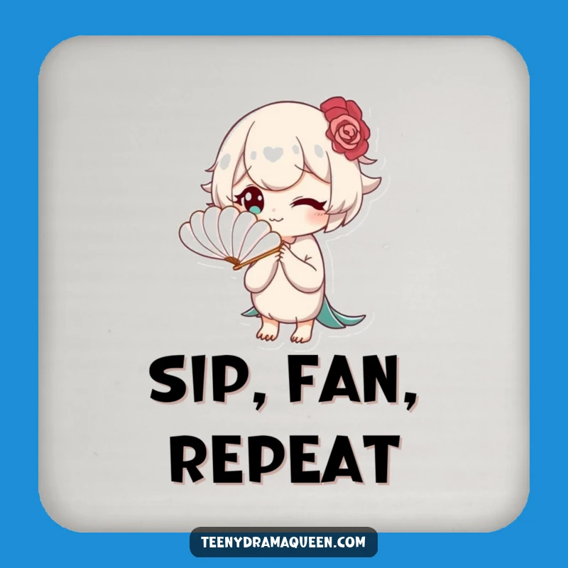 Funny Bored Elegance Coaster: Fanning Character, Stylish Funny Gift for Tables