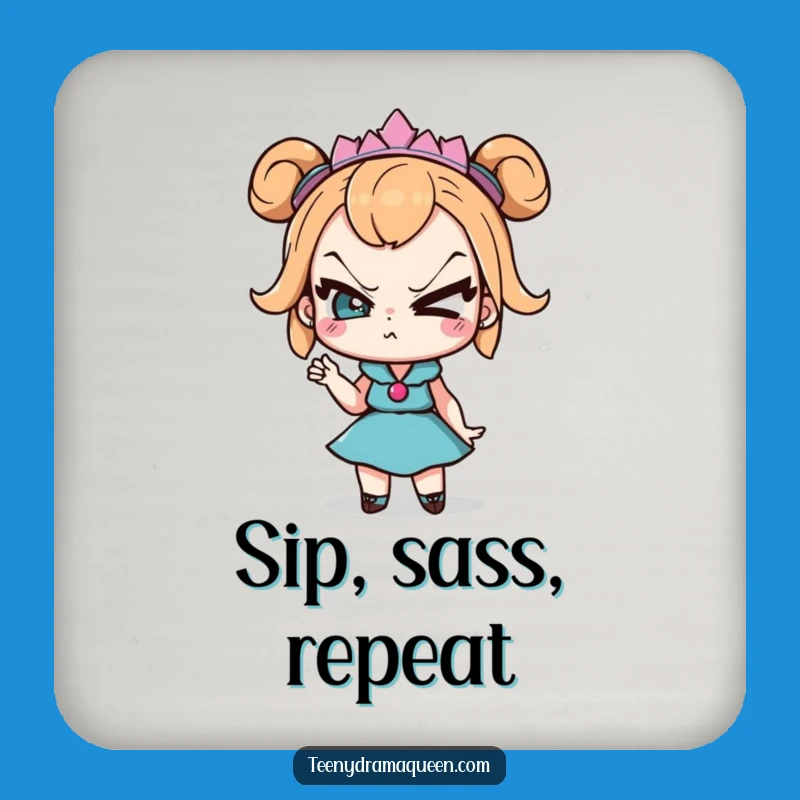 Funny Drama Queen Coaster Set: Sassy Eye Roll Protection, Humorous Table Gift