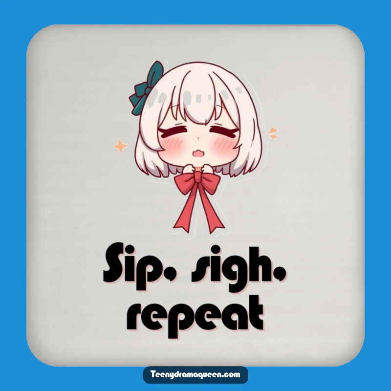 Funny Dramatic Sigh Coaster: Pouty Character, Stylish Funny Gift for Tables